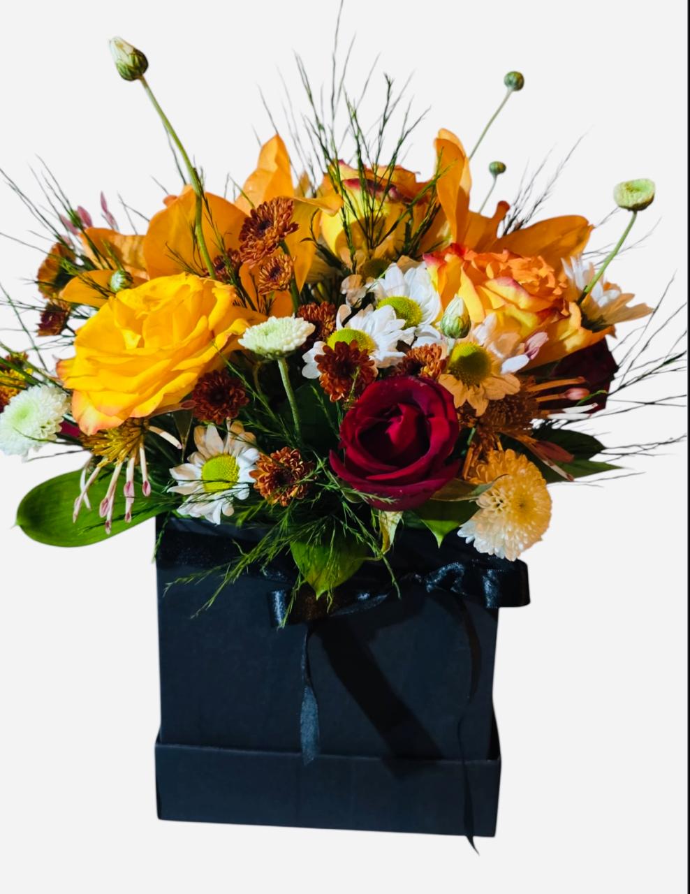 box de flores laranjas