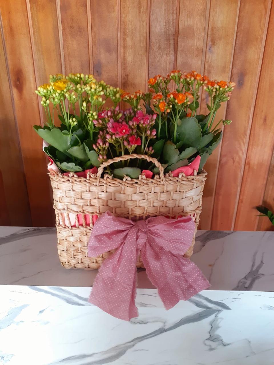 bolsa de palha com kalachoe